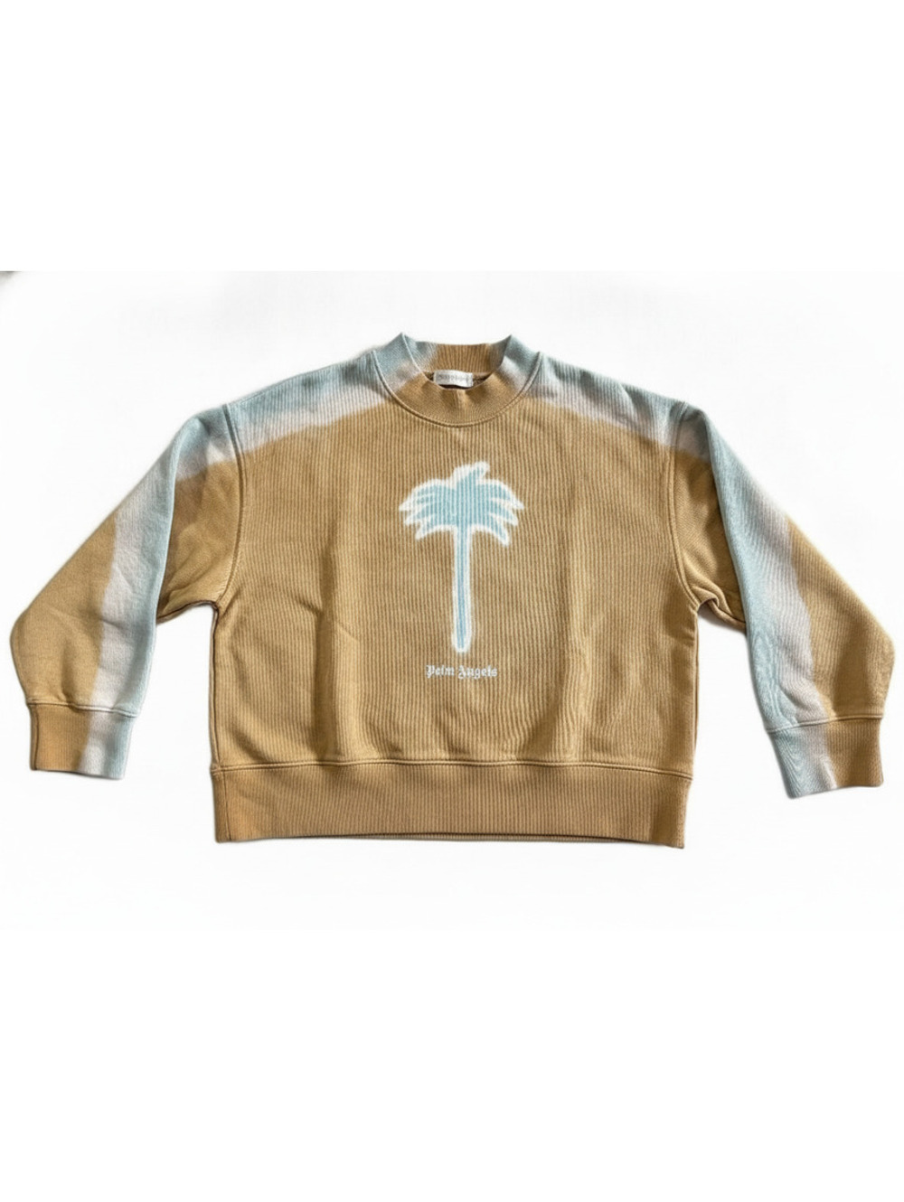Palm Angels Tie-Dye Pullover Sweatshirt with Blue Palm Tree